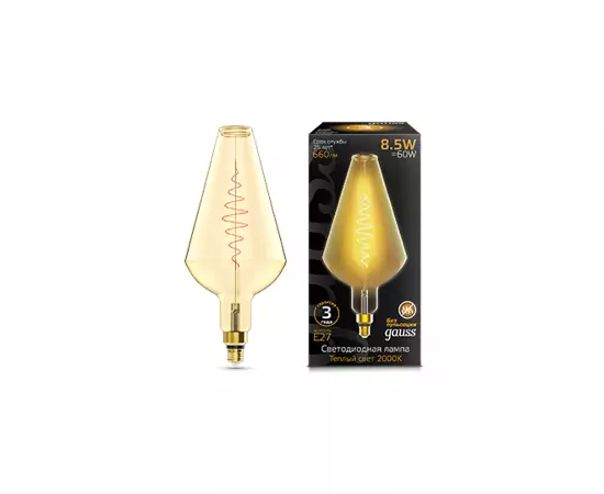 784808 - Gauss Filament Vase 8.5W(660lm) 2000К E27 golden flexible филамент (нитевидная) 180802105 (2)