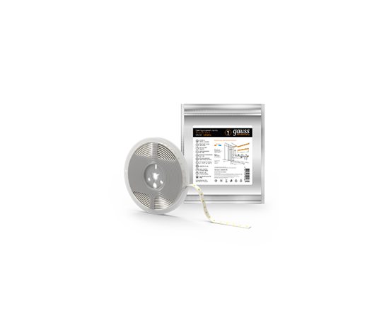 711860 - Gauss Elementary лента св/д 12V 4.8W/m 60Led/m IP66 теплый белый 5м(гермет) SMD2835 356000105 (2)