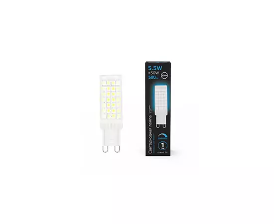 784897 - Gauss G9 220V 5.5W(580lm) 6500K 6K керамика димм. 107309355-D (2)