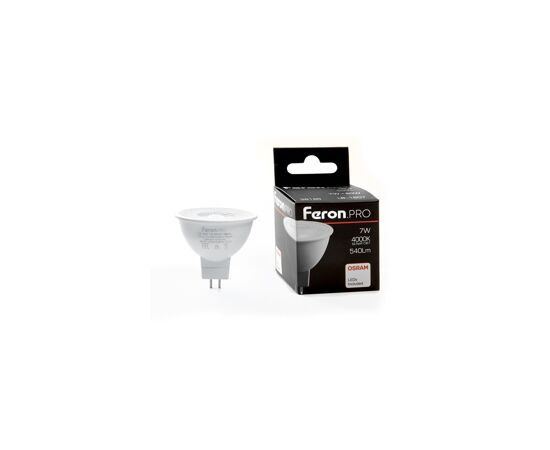 808373 - Feron.PRO MR16 GU5.3 230V 7W(540Lm) 4000K 4K матовый с линзой 38гр. 52x50 OSRAM LED LB-1607 38180 (2)