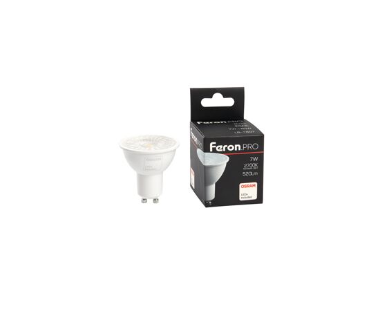 808376 - Feron.PRO MR16 GU10 230V 7W(520Lm) 2700K 2K матовый с линзой 110гр. 57x50 OSRAM LED LB-1607 38182 (2)