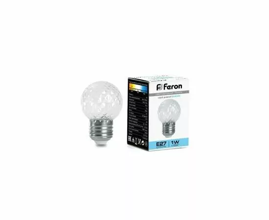 818053 - Feron Лампа строб св/д шар G45 1W(80Lm) E27 6400K прозр. д/гирлянды Белт Лайт 70x45 LB-377 38220 (2)
