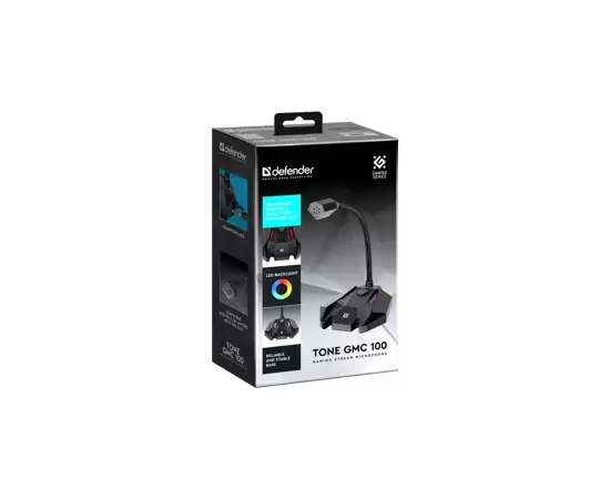 852000 - Игровой стрим микрофон Tone GMC 100 USB, LED, провод 1.5м Defender 64610 (8)