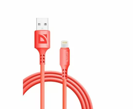 867508 - Кабель USB F207 Lightning 1м, 2.4А,силикон,пакет 87107RED Defender (1)