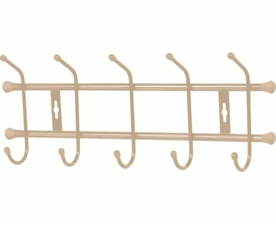 874346 - Вешалка настенная 5 крючков (Д48,5*Ш19*В67см) металл, бежевый металлик, ВН5/БЖ Nika (1)