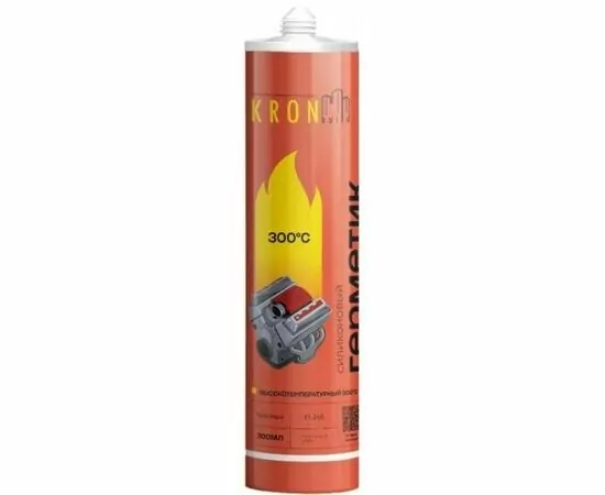 879975 - KRONbuild герметик силиконовый 300мл высокотемпературный 300°C (красный), арт.SHR30 (1)