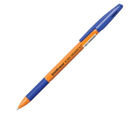 684748 - Ручка шарик. ERICH KRAUSE R-301 Grip корпус оранж. узел 0,7мм. линия 0,35мм. упор, синяя 142854 (1)