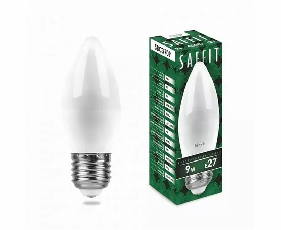 715800 - Saffit лампа свеча C37 E27 9W(810lm) 4000K 4K матовая, пластик 100x37 SBC3709 55129 (1)