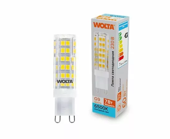 887541 - Wolta лампа св/д JCD G9 220V капсульная 7W(600lm) 6500K 6K керамика WSTD-JCD-7W6KG9-С (1)