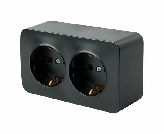 888494 - STEKKER СОФИЯ роз. ОУ 2 мест. (земля) 16А IP20 черный матовый MST16-12-05 49498 79 (1)