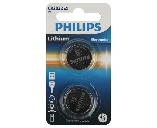 888544 - Э/п Philips литиевые CR2032 2BL CR2032P2/51 (1)