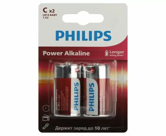 888547 - Э/п Philips LR14/343 алкалиновые 2BL Power LR14P2B/51 (1)