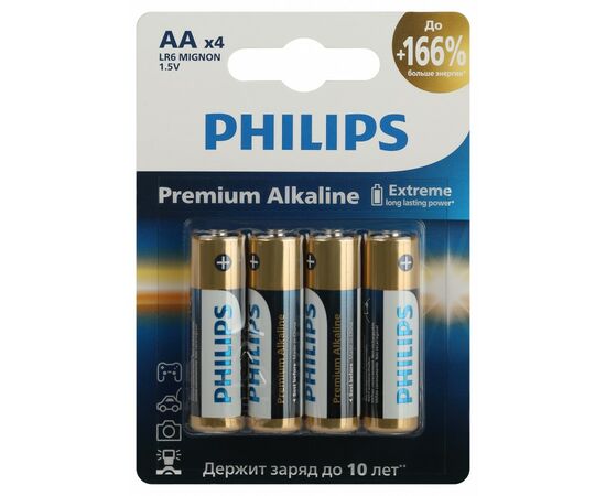 888549 - Э/п Philips LR6/316/AA алкалиновые 1,5v 4BL Premium LR6M4B/51 (1)