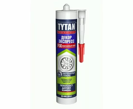 859506 - Tytan (Титан) Professional клей монтажный Декор Экспресс, белый 310мл, картридж, арт.16103 (1)