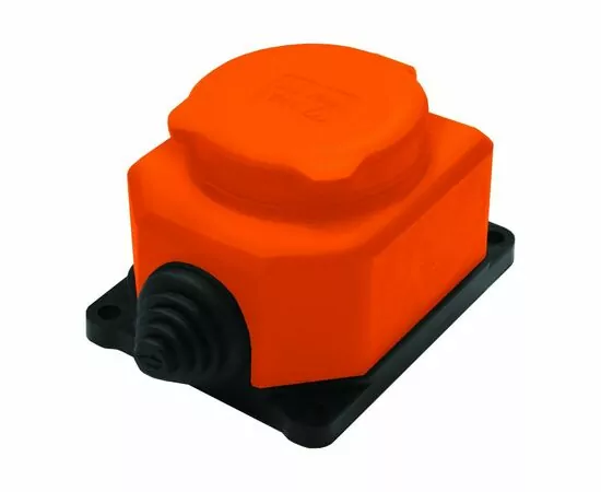 889049 - UNIVersal розетка прямая ОУ 1гн. с загл. каучук (оранжевая) 2P+PE 1x16 220-240V IP44 3037 (РФ) (1)