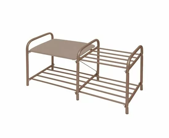 870236 - Этажерка д/обуви ЭТЛ1- 1/К корич/корич Люкс 2-ур.,сид.,нагрузка до 100кг(Д79*Ш33*В36см)металл  Nika (1)