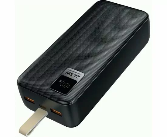 872029 - Perfeo Powerbank WATERFALL 30000 mAh/LED дисплей/PD + QC 3.0/Type-C/2 USB/Выход: 5A, max 22.5W/Black (1)