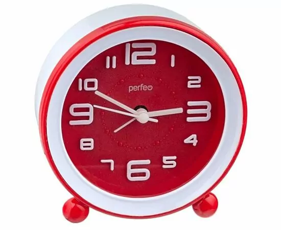 864006 - Perfeo Quartz часы-будильник PF-TC-007, круглые диам. 10,5 см, красные (1)