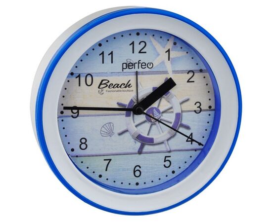 864014 - Perfeo Quartz часы-будильник PF-TC-009, круглые диам. 15,3 см, подвес на стену, штурвал (1)