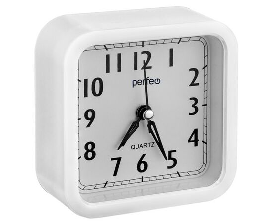 864039 - Perfeo Quartz часы-будильник PF-TC-019, квадратные 10*10 см, белые (1)