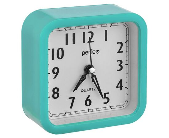 864040 - Perfeo Quartz часы-будильник PF-TC-019, квадратные 10*10 см, зелёные (1)