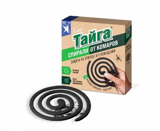 890633 - Тайга Хит! Спирали От комаров (черные) б/запаха 10шт/уп, цена за уп, РФ ИН-140 (1)