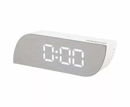 893867 - Часы-будильник HomeStar HS-0121 белые,15*4,9*3,6см, 3*AAA(нет в компл) время/будильник/темпер 107613 (1)