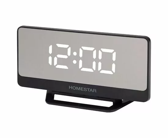 893868 - Часы-будильник HomeStar HS-0122 черные,14,5*8,3*4,3см,3*AAA(нет в компл) время/будильник/темп 107614 (1)