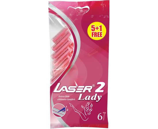 890490 - Станок для бритья женский Лазер 2 Леди 2-лезв. однораз. 6шт Laser арт.2182 (1)