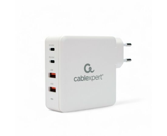 897193 - Зарядное устройство Cablexpert 100Вт GaN, QC4.0/PD, 2хUSB, 2хType-C, белый, коробка, 21082 (1)