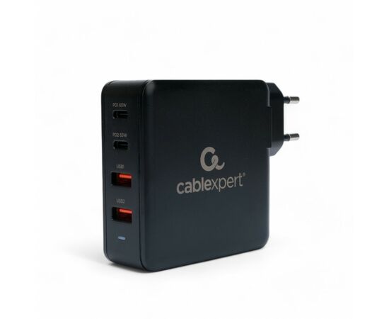 897194 - Зарядное устройство Cablexpert 100Вт GaN, QC4.0/PD, 2хUSB, 2хType-C, черный, коробка, 21081 (1)