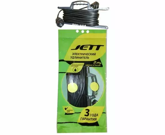 856800 - Jett силовой удлинитель на рамке ПВС 2х1.5 1роз. 50м 10А черный 157-050 (1)