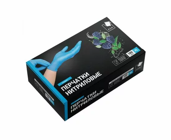 896355 - Перчатки нитриловые 100шт(50пар)стандарт,голубые,разм XL,коробка,14855/ ADM (1)