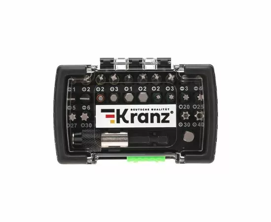897422 - Kranz Набор бит с магнитным держателем, сталь S2, пластиковый кейс, 32шт, цена/уп. KR-92-0464 (1)