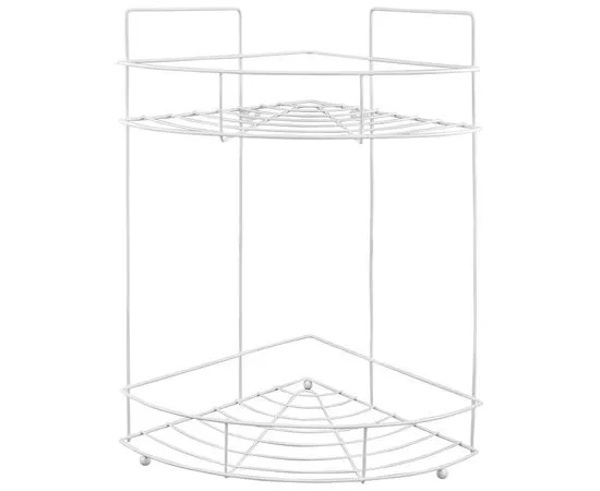 692267 - Полка для ванной угловая 2 яруса,белая,22*22*38см,металл окраш,(W2348AP-2),4724/Рыжий Кот (1)
