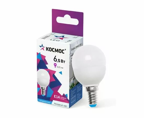 844737 - Космос шар  E14 6,5W (6W) (480lm) 6500K 6K матов. 79x45 LkecLED6.5wGL45E1465 (1)