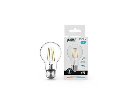 894980 - Gauss Elementary Filament ЛОН А60 Е27 11W(930lm) 4100К 105х60 прозр, стекло, нитевид 22221 (1)