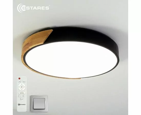 897900 - Estares св-к-люстра св/д управл. SOLEIN wood 50W(5000Lm) 2K-4K-6K 420x50 пульт ДУ черн.дерево IP20 (1)