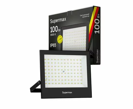 901150 - SUPERMAX прожектор св/д 100W(10000lm) SMD 6500К 6K 196x160x28 220-240V IP65 S_PR_LED_100 (1)