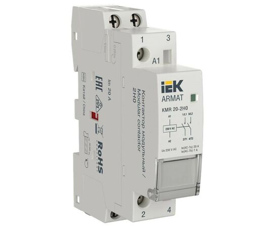 901863 - IEK ARMAT контактор модульный KMR 20А 230В AC 2НО AR-KMR10-020-20-230 (1)