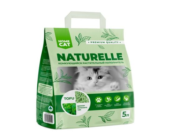 903858 - Наполнитель для кош.туалета растительный HOMECAT NATURELLE Зеленый чай 5л арт.88044 (1)