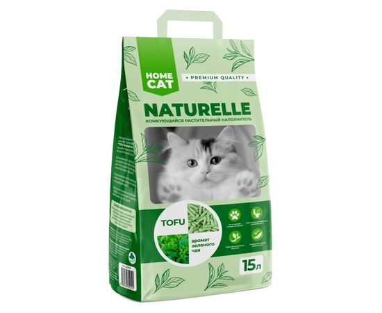 903860 - Наполнитель для кош.туалета растительный HOMECAT NATURELLE Зеленый чай 15л арт.88046 (1)