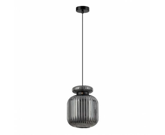 885963 - ODEON LIGHT 5042/1B PENDANT ODL24 309 чер./дымчатый/мет/стекло/эко.кожа Подвес E27 1x60W JUGI 93 (1)