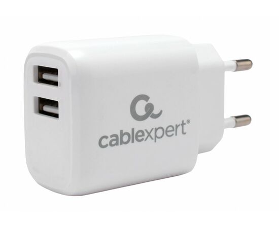 910344 - Зарядное устройство Cablexpert 10.5Вт, 2.1А, 2хUSB, белый, пакет (1)