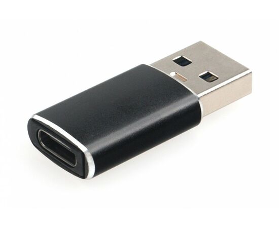 910347 - Переходник USB(A)гн. - type C шт. Cablexpert, 5Гбит/с, QC3.0, метал.корпус, Pro, черный, пакет (1)