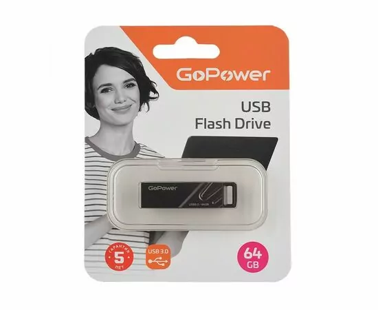 886732 - Флеш-накопитель GoPower TITAN 64GB USB3.0 металл черный графит Арт.00-00025967 (1)