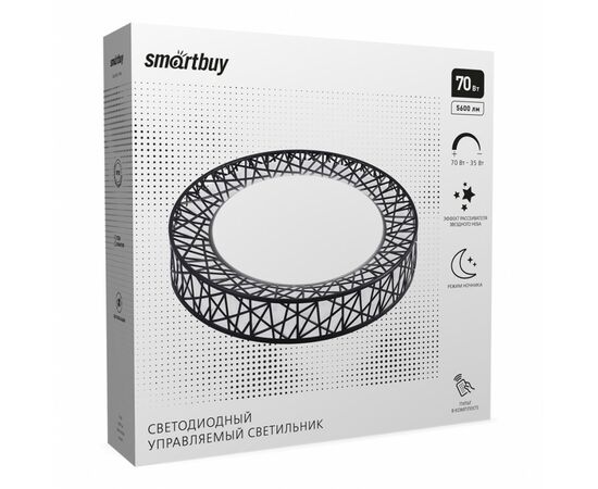 909488 - SmartBuy св-к св/д управляемый 70W(5600lm) 2K-4K-6K 390ммx95мм черный/белый IP20 SBL-DIM12-70W (1)