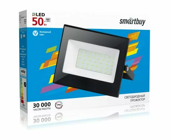 909546 - SmartBuy прожектор св/д 50W (4000lm) FL SMD LIGHT 6500K 6K 146x147x25 IP65 SBL-FLLIGHT-50-65 (1)