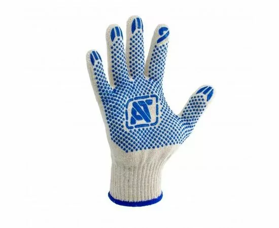 908807 - Перчатки х/б с ПВХ Люкс, 45гр, белые (р.9) 10 класс, 10пар/уп, цена за пару, 304/9 Сибшнур (1)