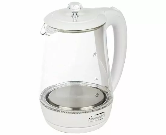 897406 - Чайник электр. Energy E-207 (диск, 1,7л) 2,2кВт, стекло/пластик, белый 164160 (1)